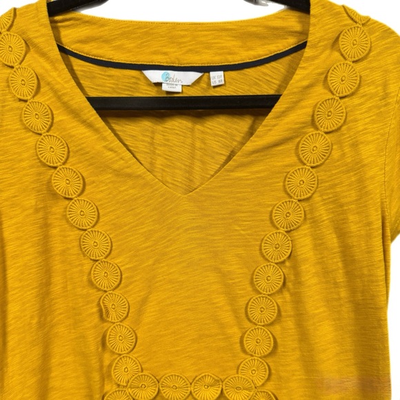 Boden Saskia Jersey Trim Dress Sunshine Marigold Size 8 - Picture 4 of 7